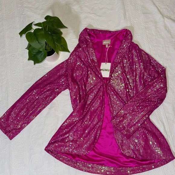 NEW Show Me Your Mumu Dance Blazer Disco Pink Sequins Size Medium - Picture 13 of 14